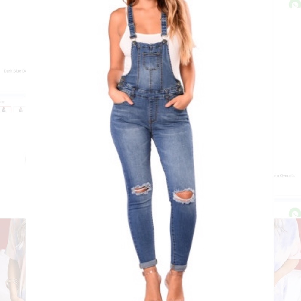 Hp!π NEW!! Distressed Denim overalls π - Picture 13 of 14